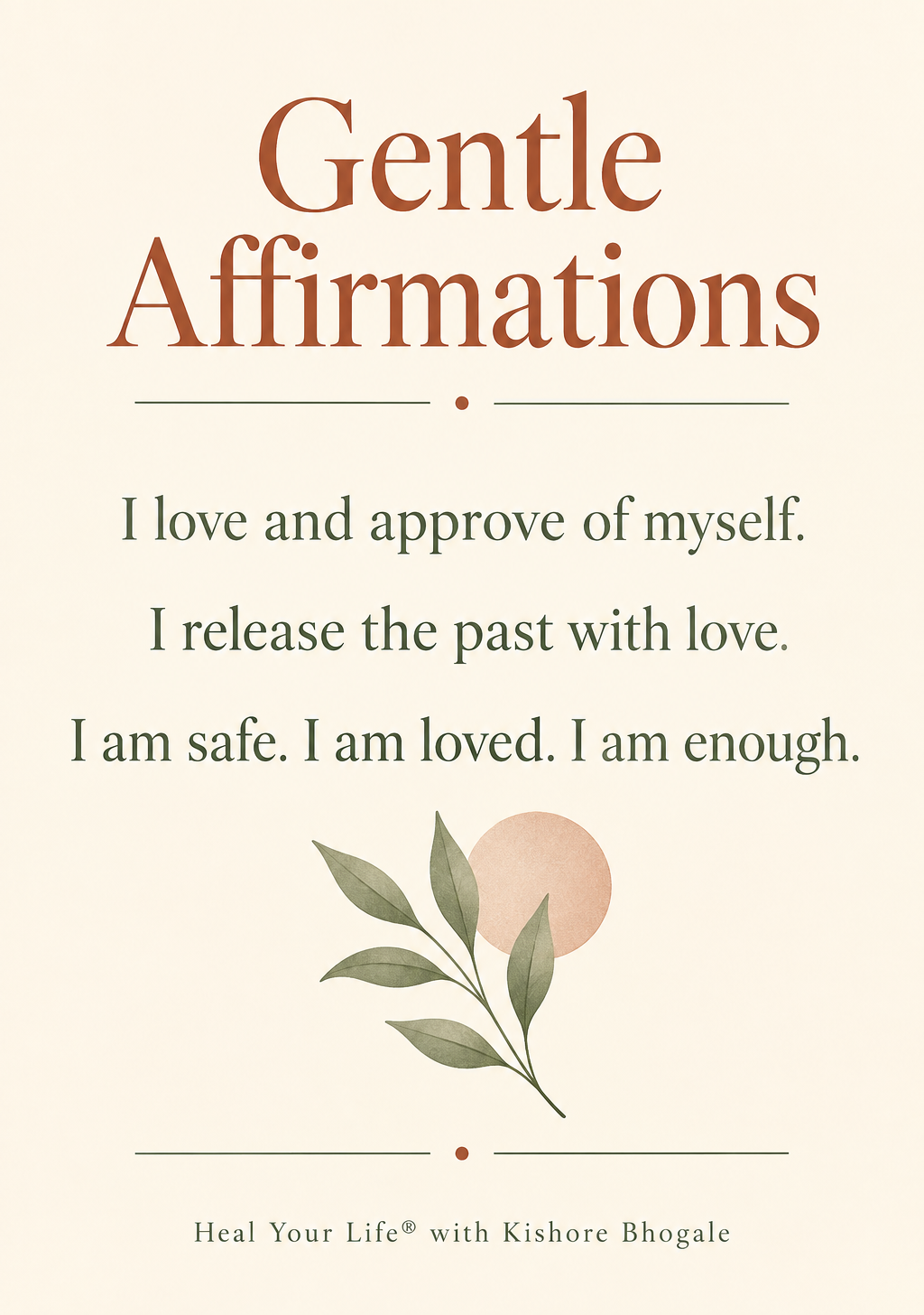 Printable poster with three gentle affirmations